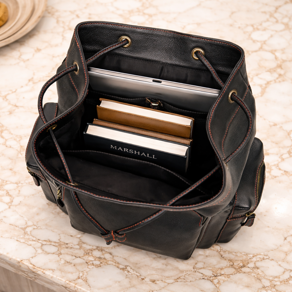 Unisex Premium Black Genuine Leather Backpack Stylish Travel Laptop Backpack Handmade Luxury Rucksack Durable Office & College Bag