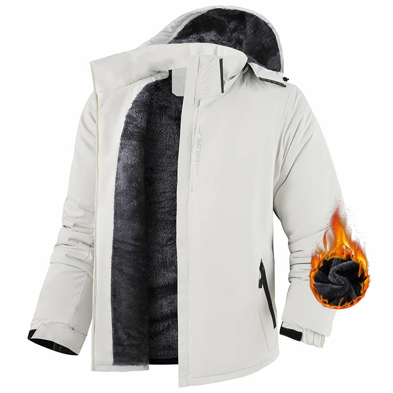 Plus 9XL Men Winter New Fleece Jacket Men Warm Thick Windproof Jacket Coat Men Hooded Waterproof Parka Detachable Hat Coat Male