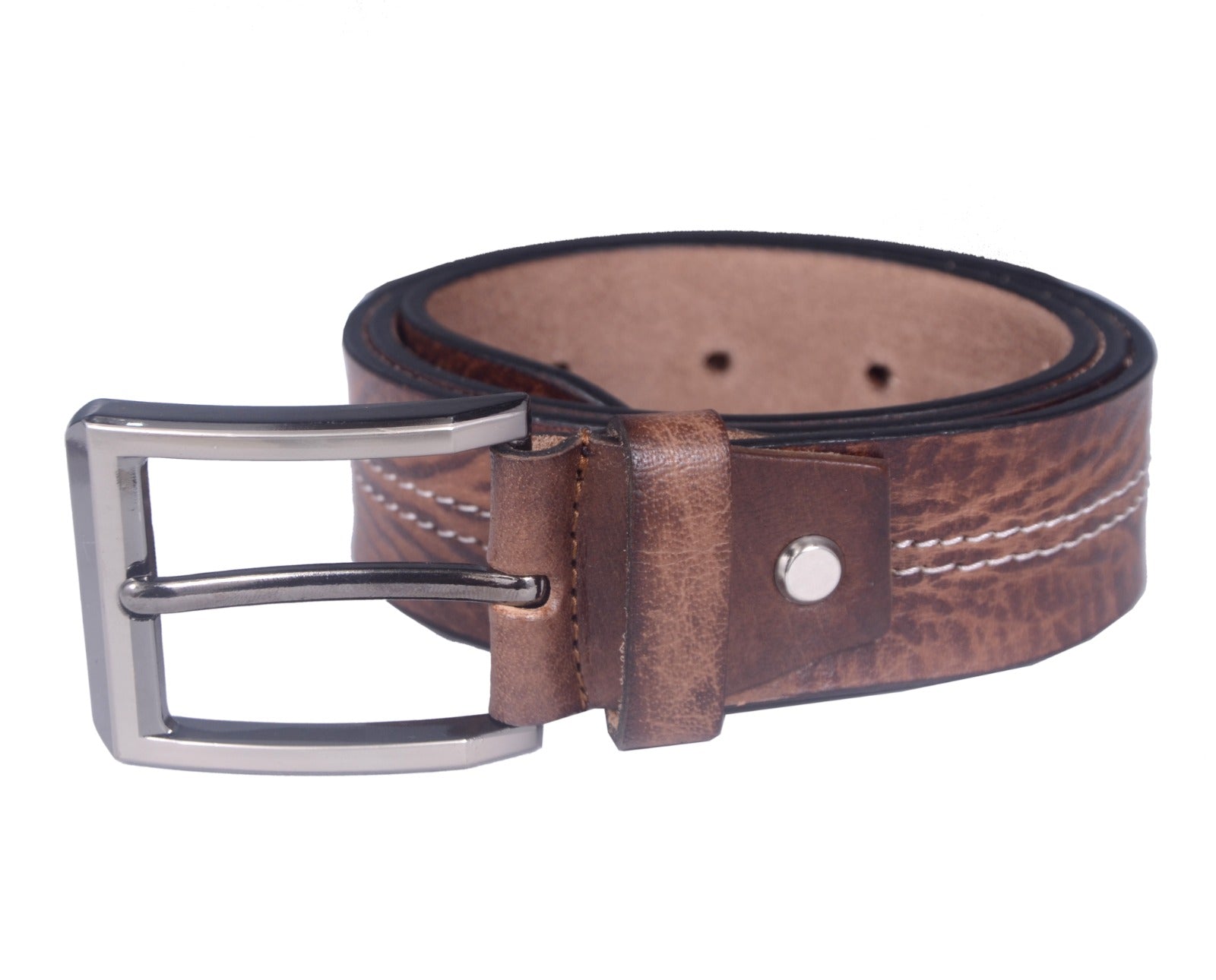 Handmade Vintage Brown Leather Belt for Men –  Premium Quality with Metal Buckle Everyday Belt