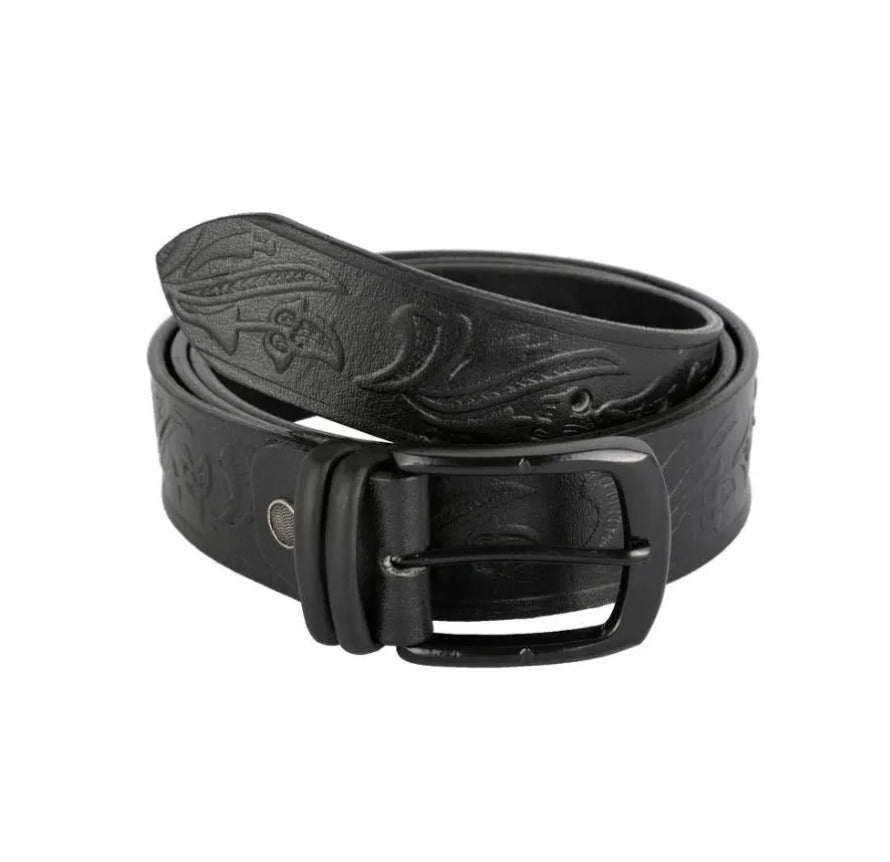 Premium Embossed Genuine Leather Belt Stylish Vintage Designer Belt Durable Formal & Casual Waist Belt