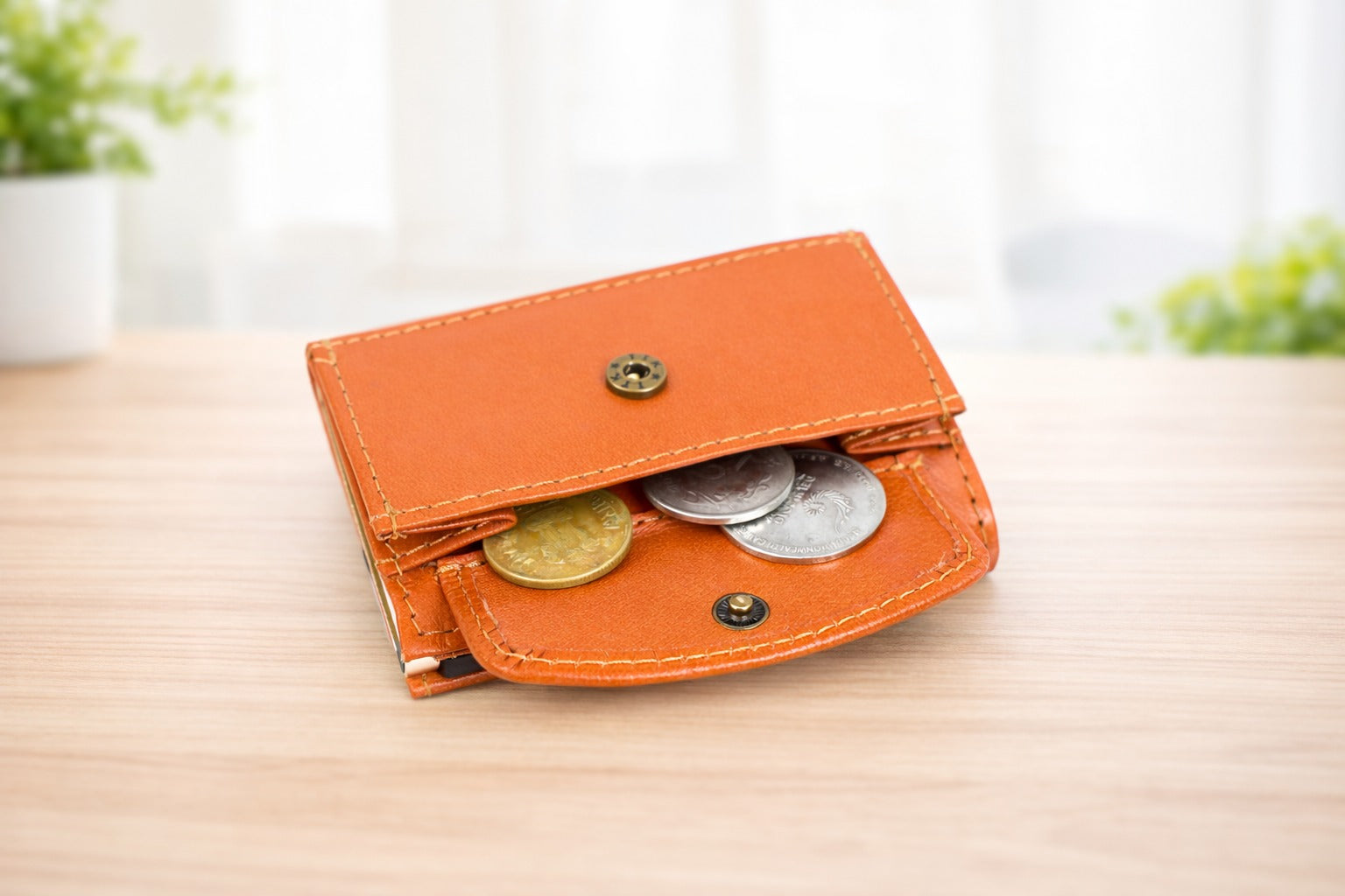 Premium Genuine Leather Smart Card Holder Wallet RFID Blocking Slim Wallet with Pop-Up Card Case Compact Tan Wallet