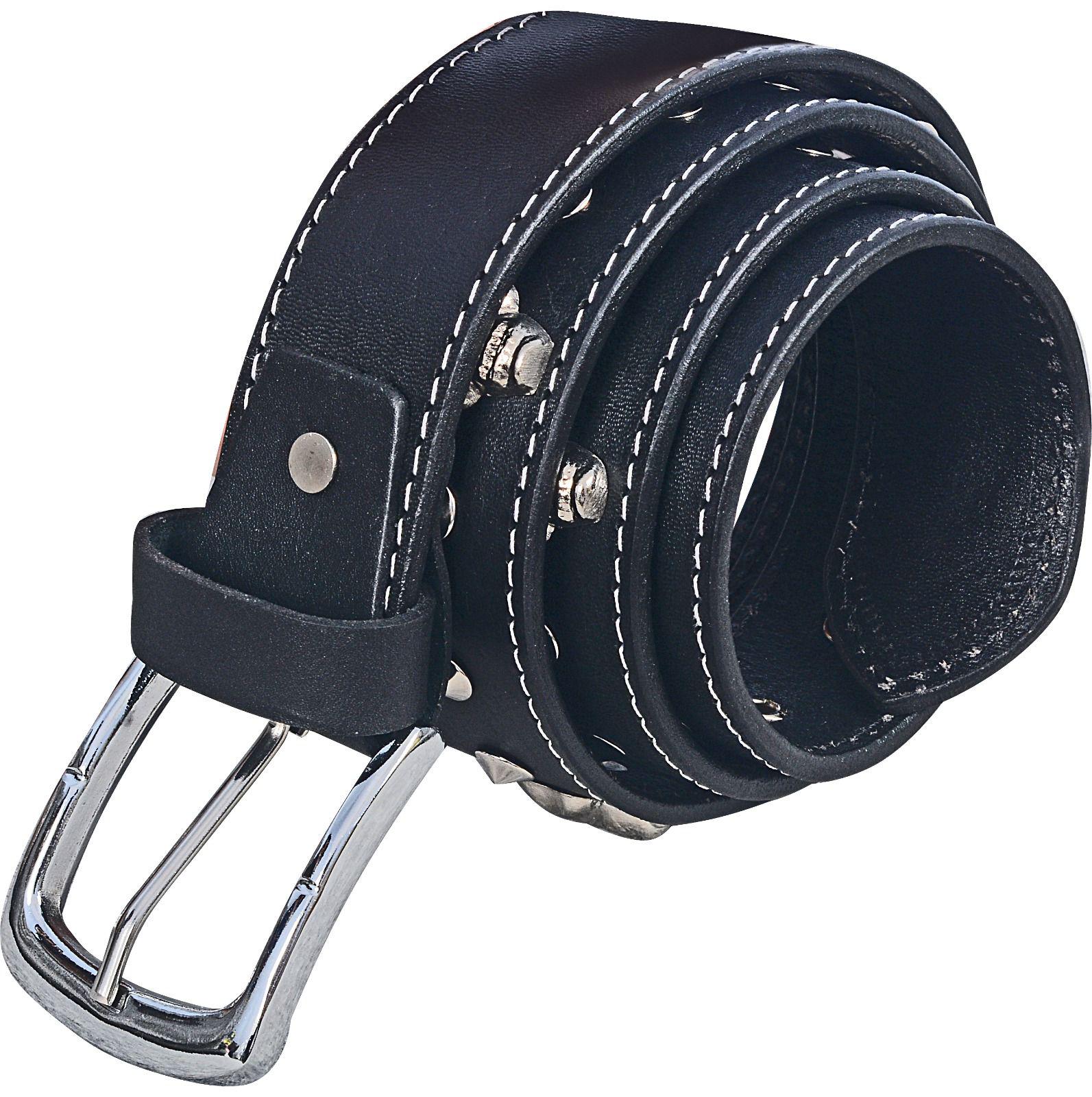 Unisex Black Skull Studded Leather Belt Punk Gothic Rock Leather Belt with Metal Skull & Rivets for Men Women