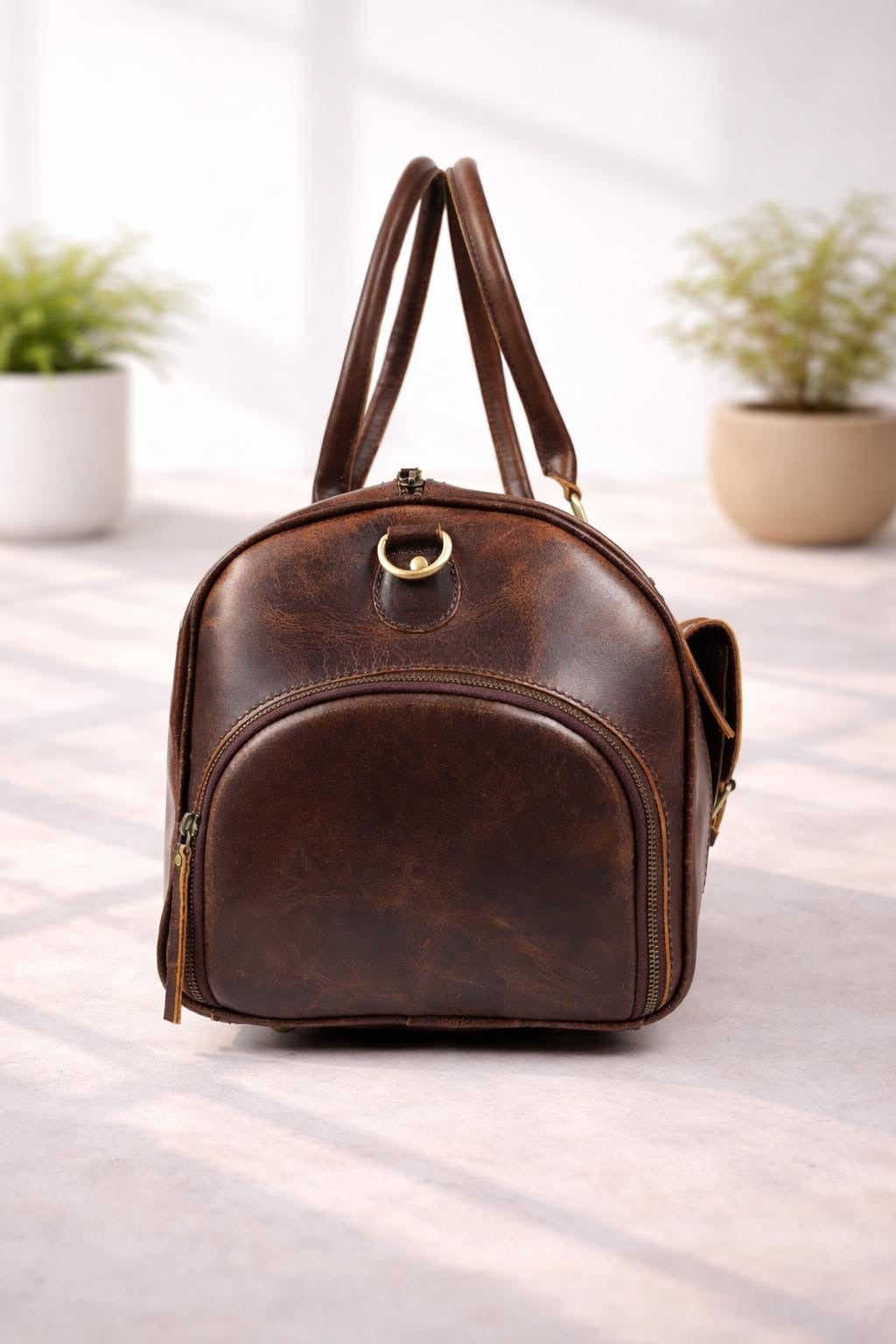 Premium Genuine Leather Travel Duffel Bag for Men & Women Luxury Weekender Bag Durable Overnight Gym Bag