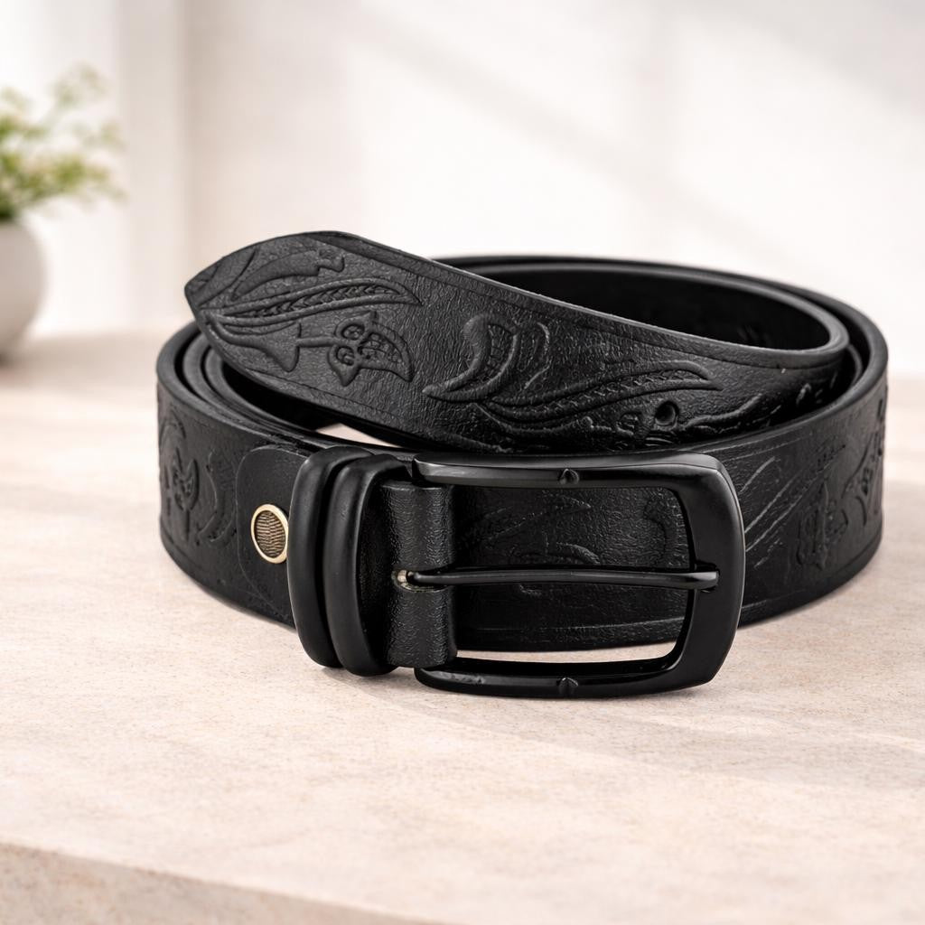 Premium Embossed Genuine Leather Belt Stylish Vintage Designer Belt Durable Formal & Casual Waist Belt