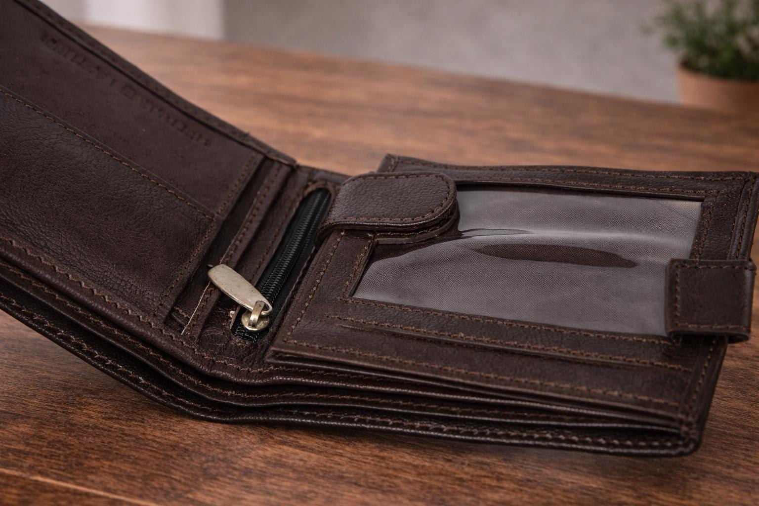 Premium Genuine Leather Chain Wallet RFID Blocking Trifold Wallet with Metal Chain Stylish Black Biker Wallet