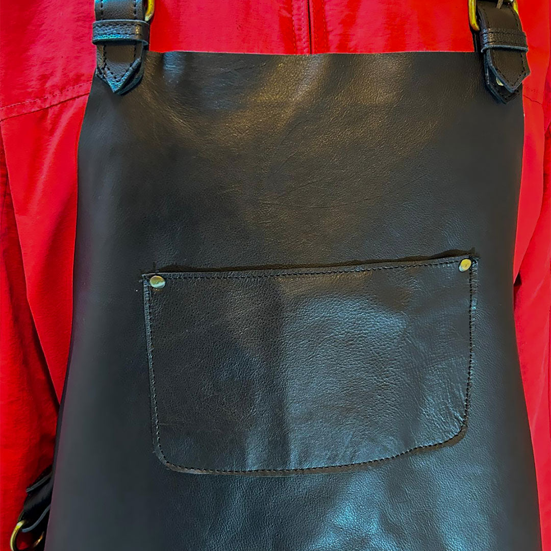Handcrafted Black Leather Apron | Premium Chef, Barber & Craft Workshop Apron for Men & Women