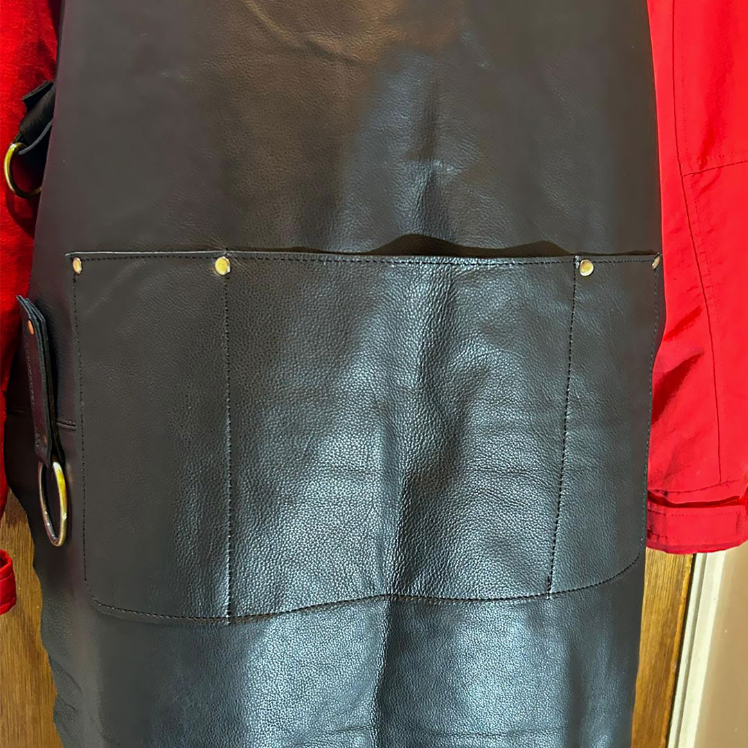 Handcrafted Black Leather Apron | Premium Chef, Barber & Craft Workshop Apron for Men & Women