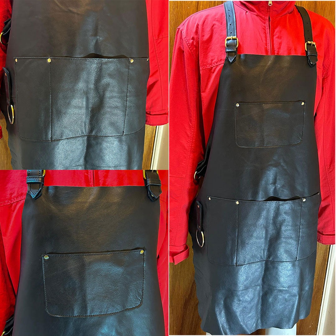 Handcrafted Black Leather Apron | Premium Chef, Barber & Craft Workshop Apron for Men & Women